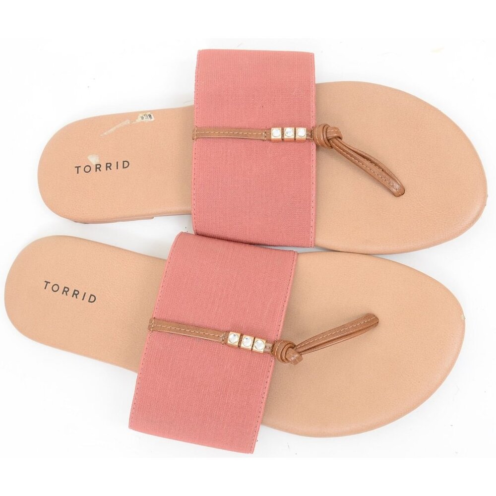 Torrid Women's 10 WIDE Pink Thong Slip-On‎ Travel Shoes Beachy Flat Sandals Boho